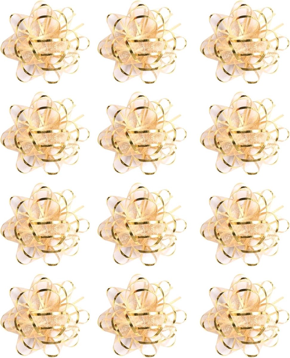 12 Stuks Zelfklevende Gouden Cadeau Strikken voor Decoratie, Perfect voor Verjaardag, Kerst en Bruiloft
