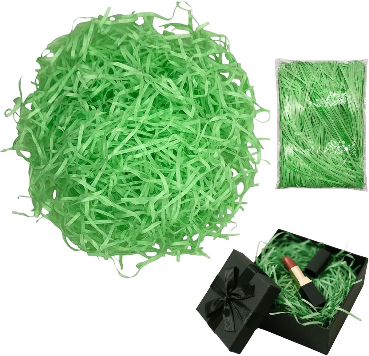 Decoratieve Gescheurde Papieren Vulling 300 g - Groene Shredded Tissue Papier voor Cadeauverpakkingen, Feestelijke Decoratie en Verlichting voor Pasen, Bruiloften en Verjaardagen
