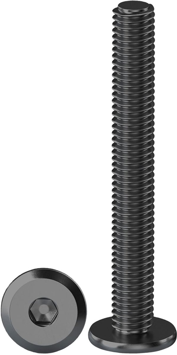 Flat Head Schroeven M8 - 10 Stuks RVS A2 V2A Zwart voor Meubels en Machines met Zeskantkop - Duurzaam en Roestvrij