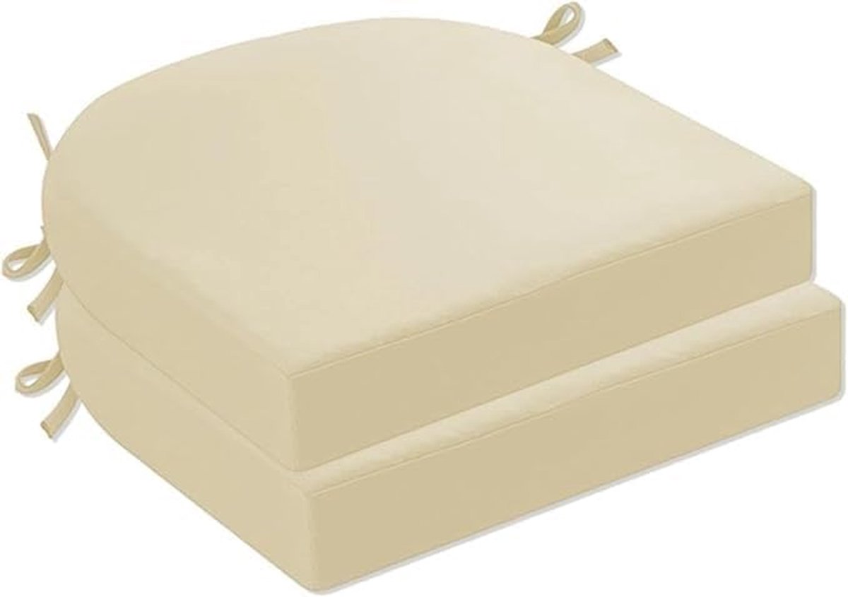 Tuinstoel Kussens - Zitkussens Set - Buiten Zitten - Waterdichte Stof - 2 Pak - Beige