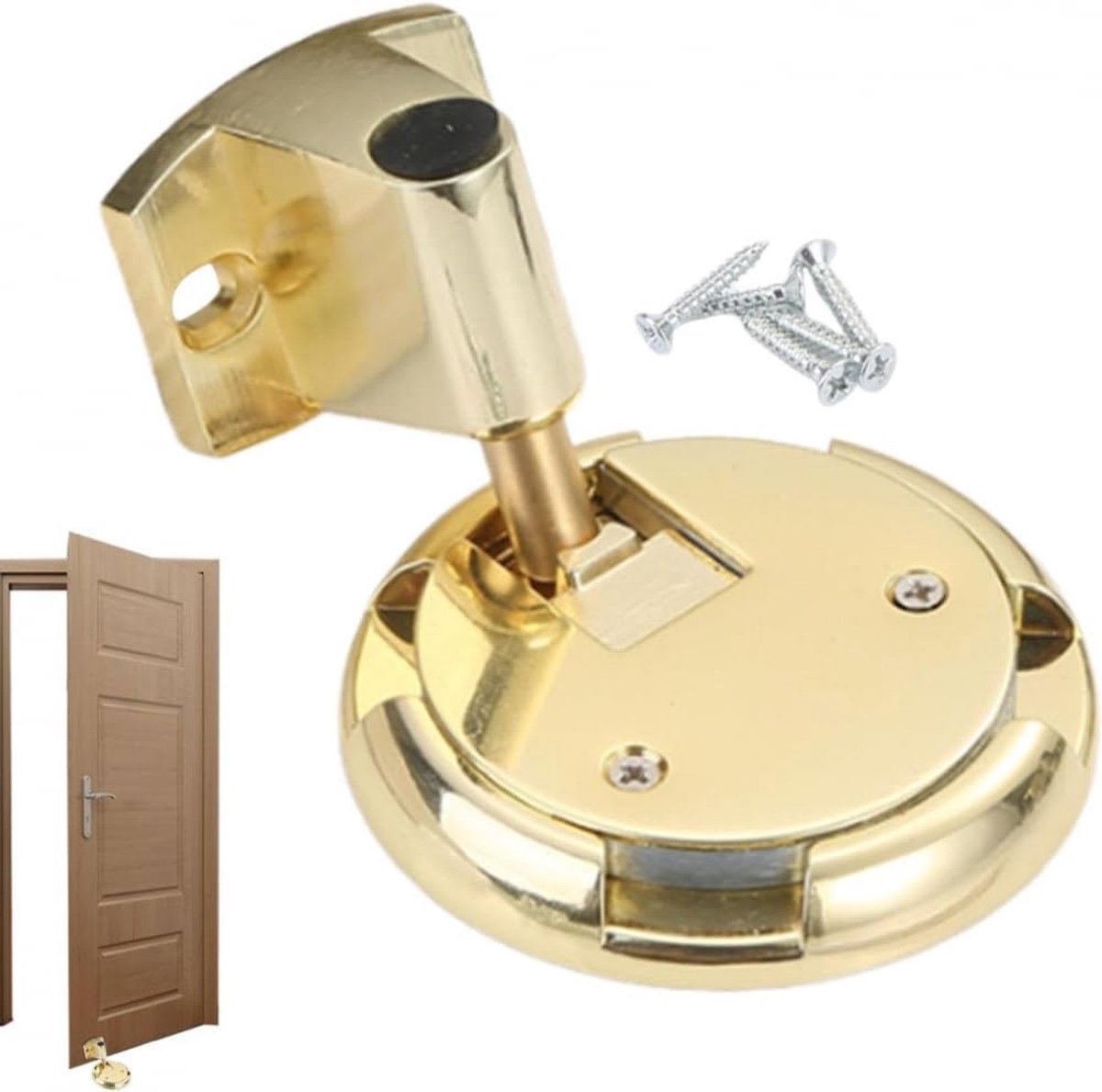 Mechanische deurstop - Deurvanger houder - Binnendeuren beveiligen - Robuuste zinklegering - 6.5 x 6.2 x 4 cm - Goud