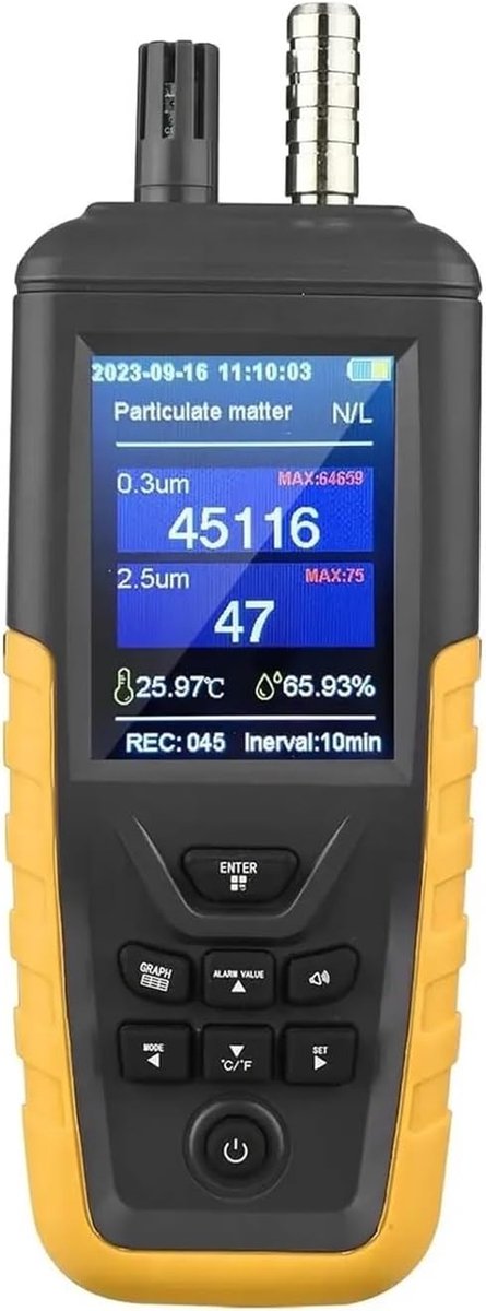 Luchtkwaliteit Monitor - Vochtigheid Tester - Binnenklimaat Meten - Realtime Dataweergave - 10D x 10B x 10H mm - Wit