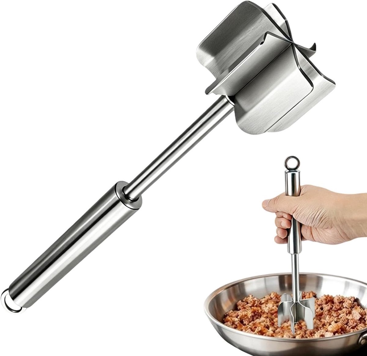 Rundergehakt Hakker - Vleesmolen Keukengerei - Snel Ingrediënten Verwerken - 6-Bladig Roestvrij Staal - 26 cm - Zilver