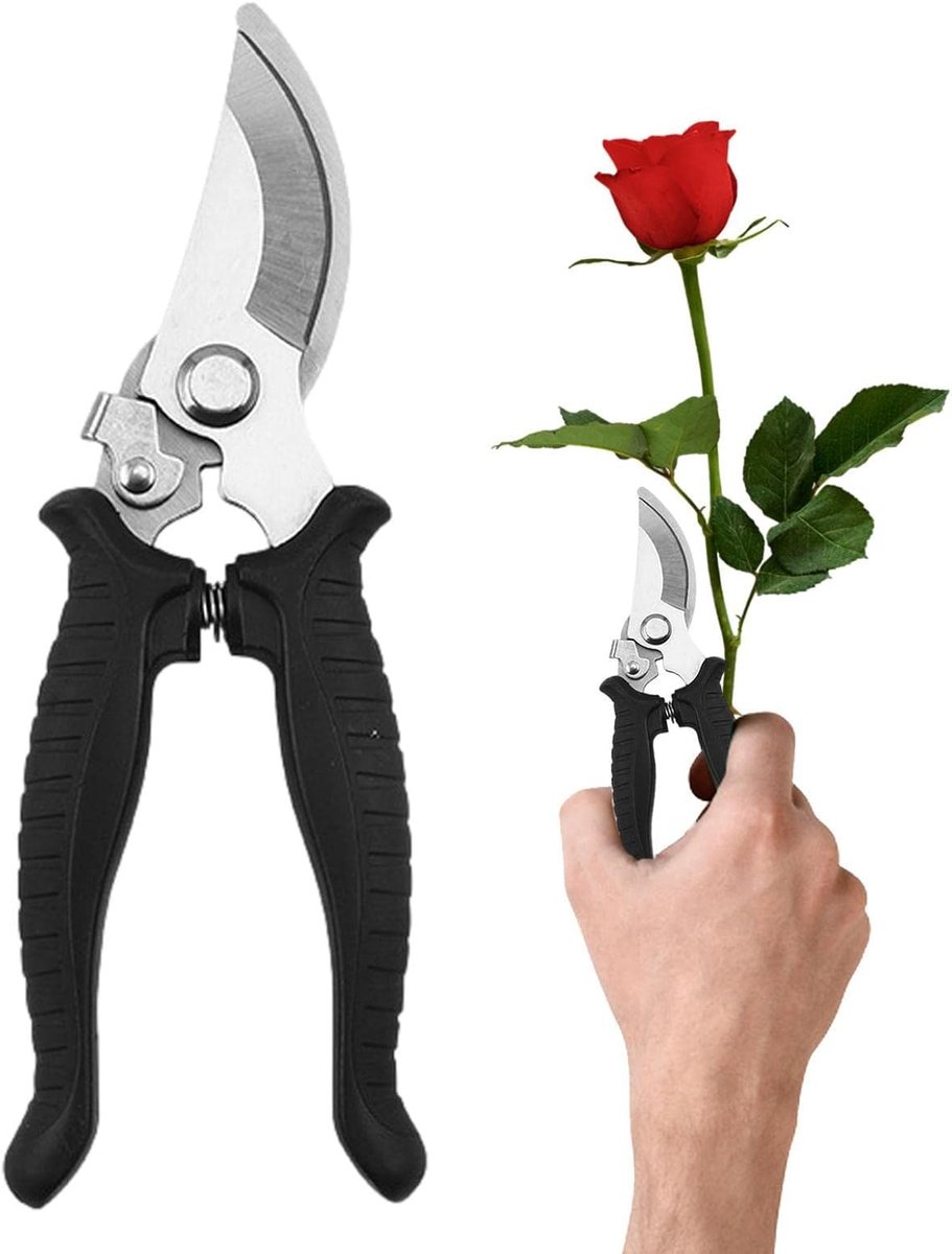 Snoeischaar Tuin - Hand trimmer - Planten Snoeien - Roestbestendig Staal - 18.8 cm - Zwart