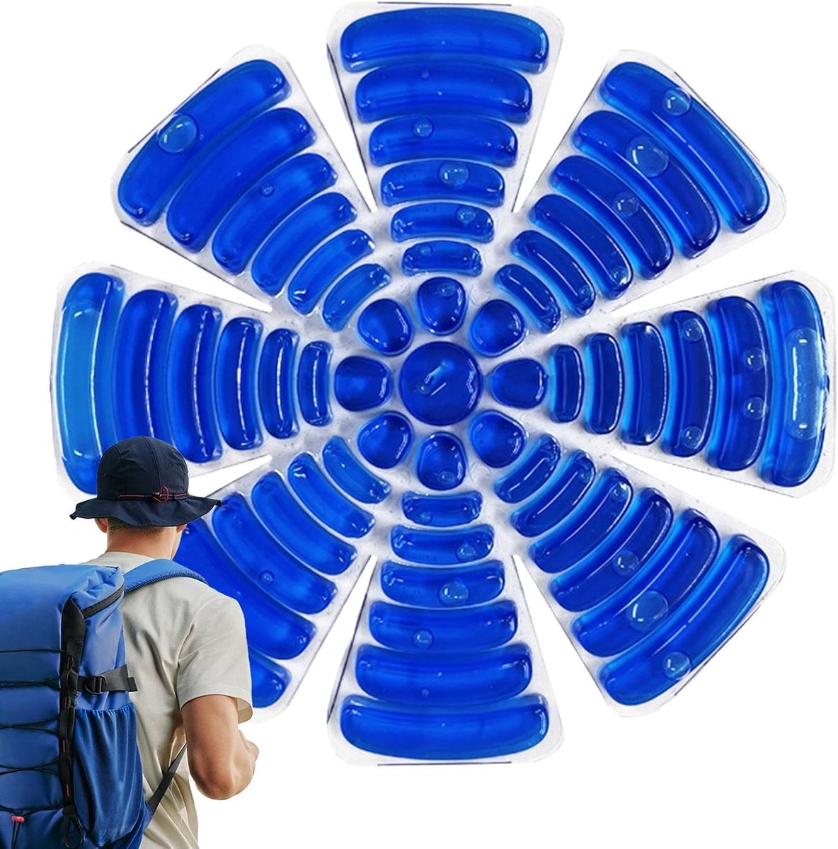 Koud kompres - Koelvoering helm - Outdoor sport - Herbruikbaar circulair systeem - 25 x 25 cm - Blauw