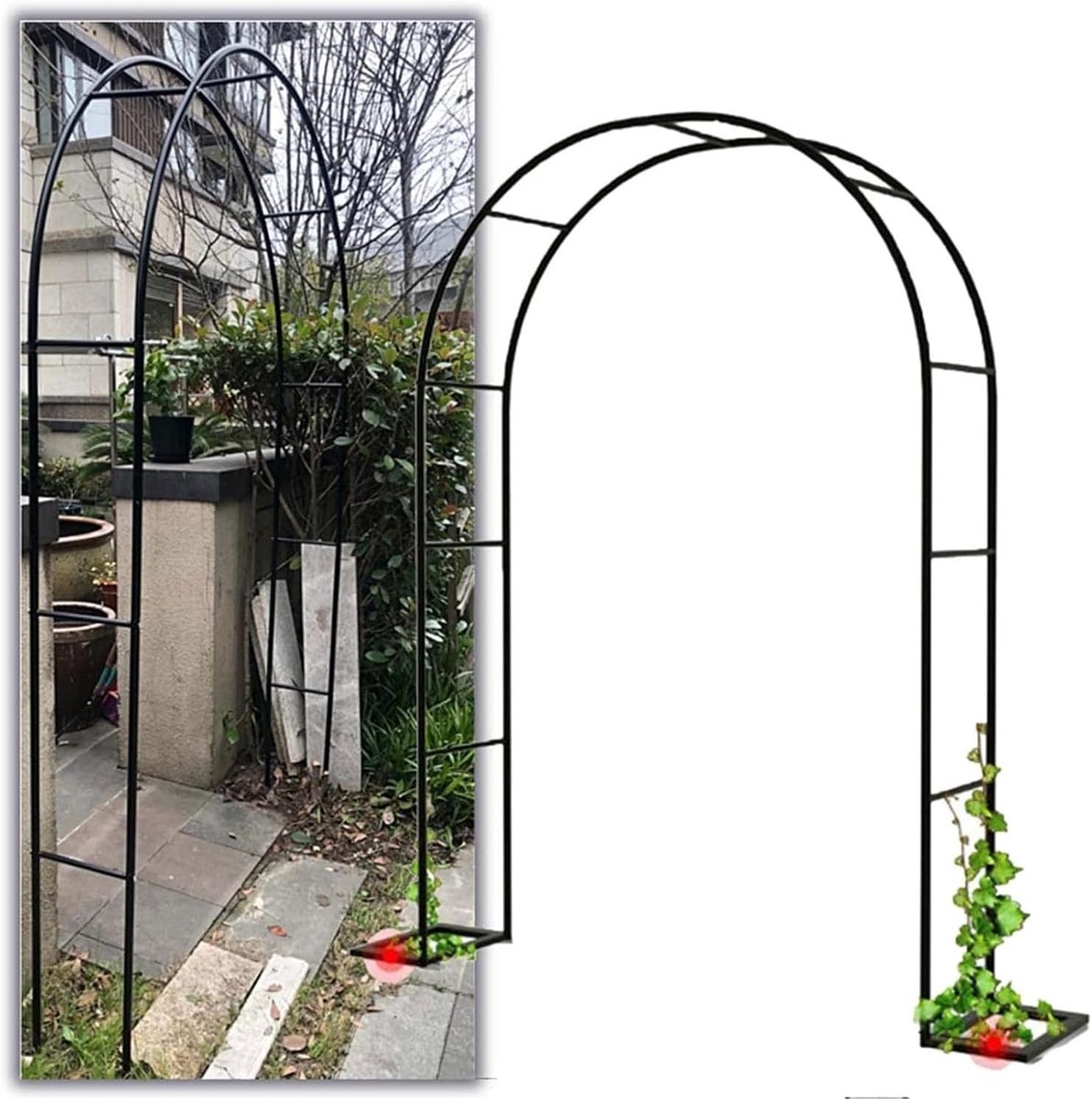 Tuin Prieelboog - Decoratie Boog - Planten Ondersteunen - Extra Breed Frame - 200x220x40CM - Zwart