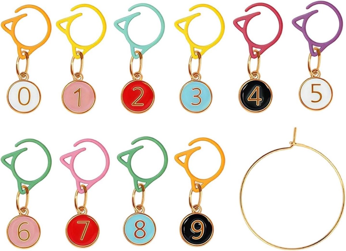Breimarkers Kattenvorm - Haaknaald Clips - Handwerk Projecten - Metalen Clips - 12.5 x 9.2 cm - Meerkleurig