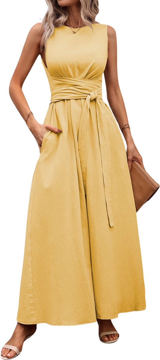 Currero Zomerjurk Dames Zomerjurken Volwassenen Vrouwen Midi Jurk Ibiza Stijl Sundress Dress M Geel