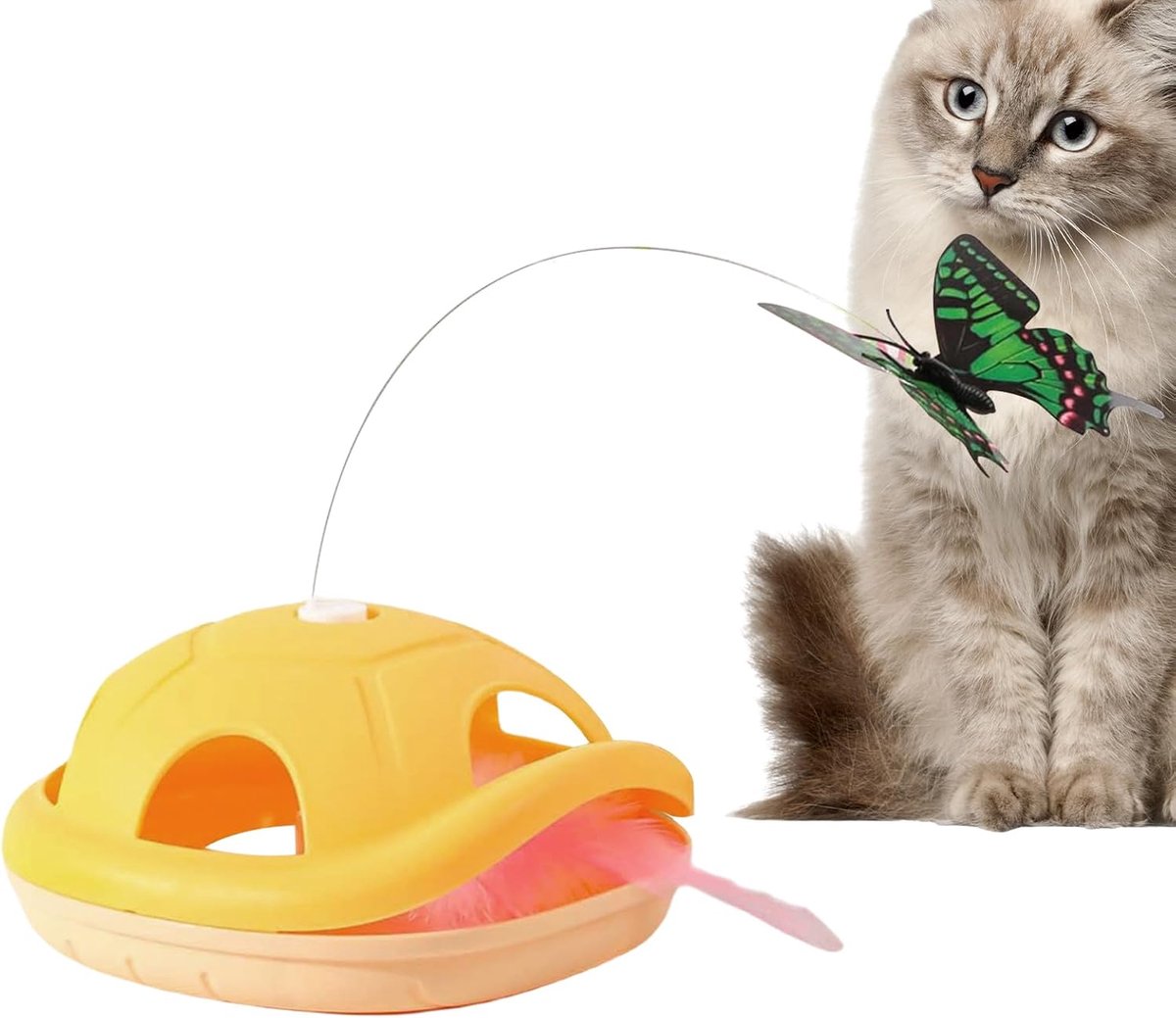 Kattenspeelgoed - Interactieve Wandspeelgoed - Jacht Simulatie - Automatisch Bewegend - 21L x 17W x 8.5H cm - Goud