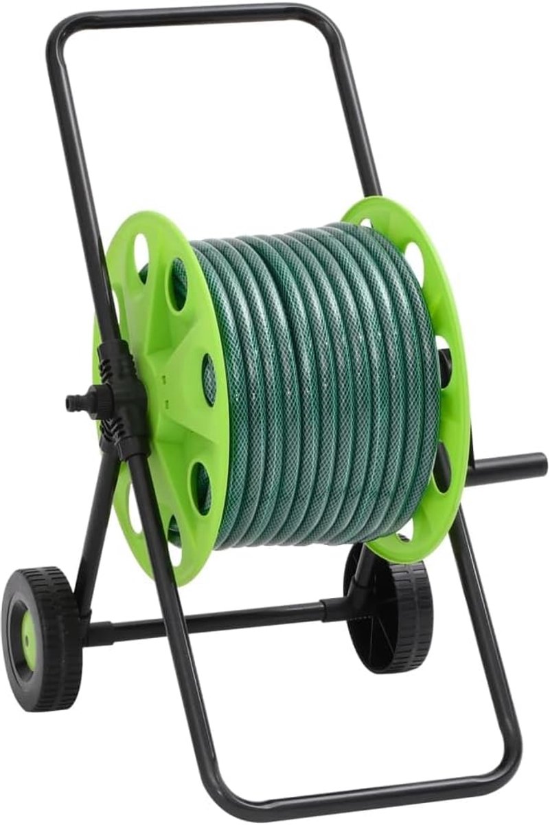 Slangenwagen Tuin - Slanghaspel Kar - Water Geven - Roestvrij Staal - 50 Meter - Groen
