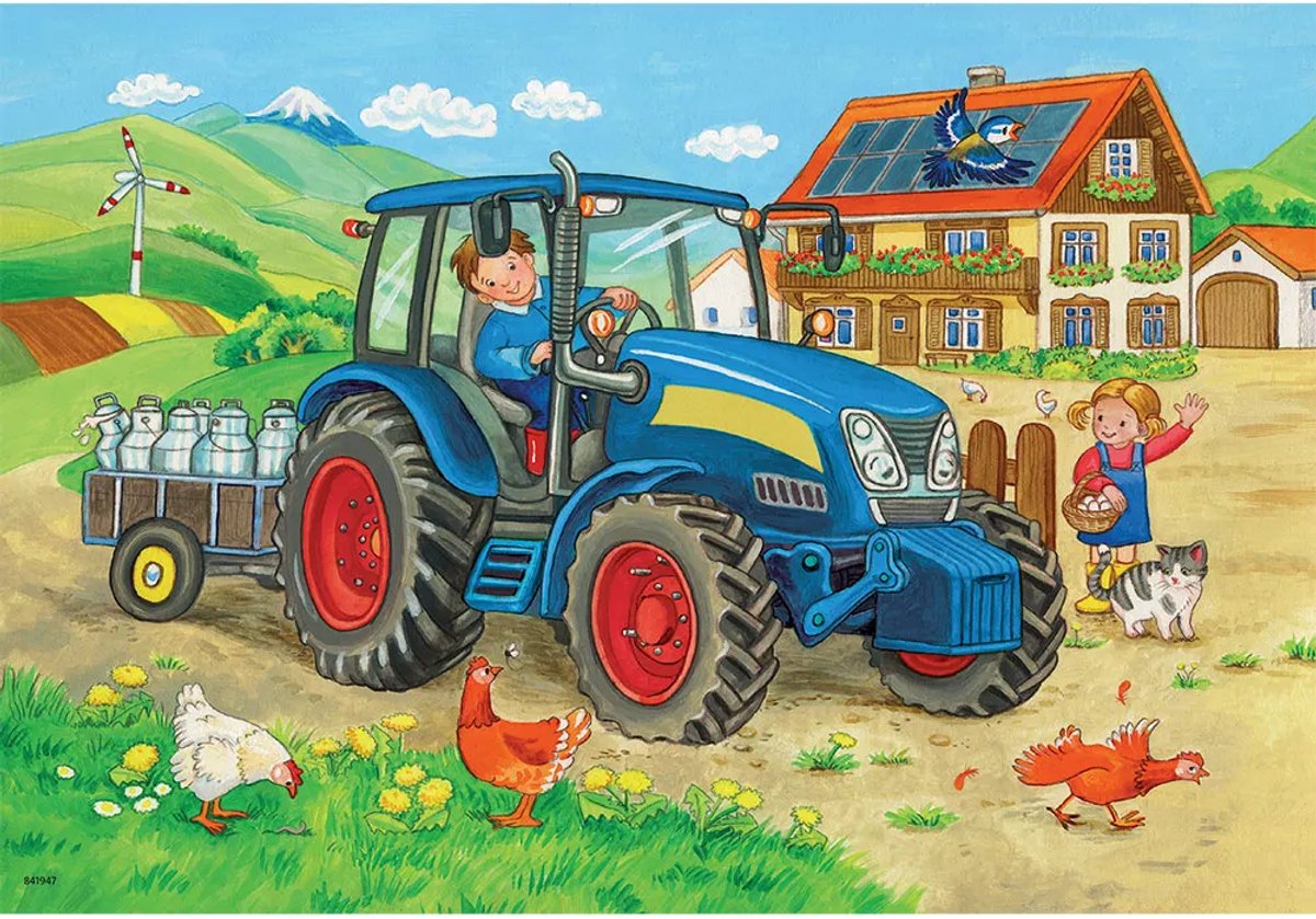 Ravensburger puzzel Op de bouwplaats en boerderij - 2x12 stukjes - kinderpuzzel — afbeelding 13
