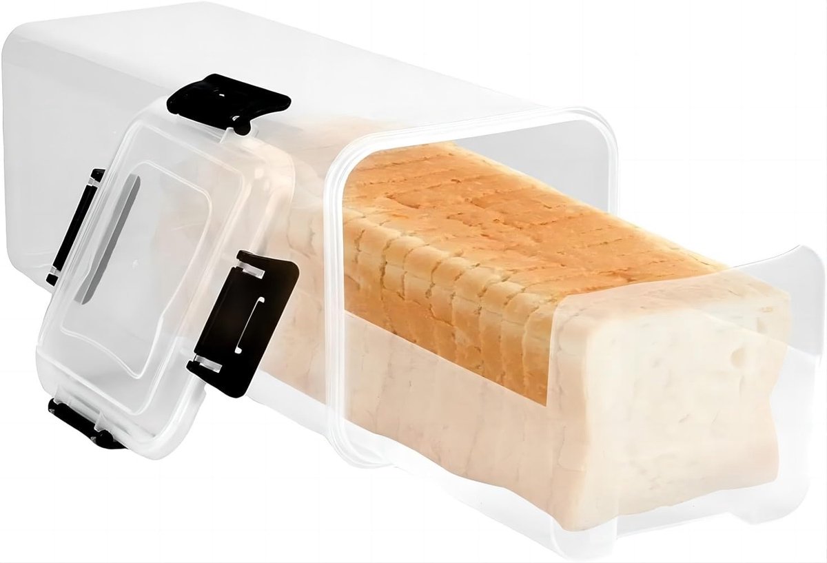 Broodtrommel Brooddoos Bewaarbak Brood Vers Houden Luchtdichte Sluiting Compact Formaat Transparant