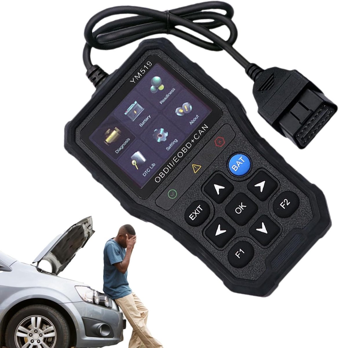 OBD-scanner - Autodiagnoselezer Draagbaar - Voertuigproblemen Opsporen - Brede Voertuigcompatibiliteit - 18 x 10 x 3 cm - Zwart