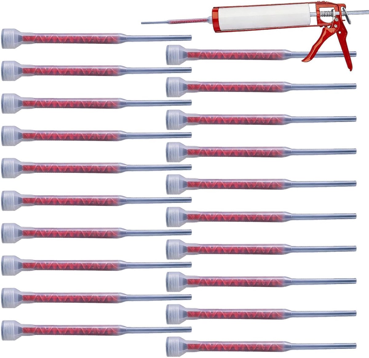 Mengmondstuk Lijm - Harsbuizen Applicator - Beton Repareren - Anti-verstopping Ontwerp - 20 Stuks - Spiraalbinding