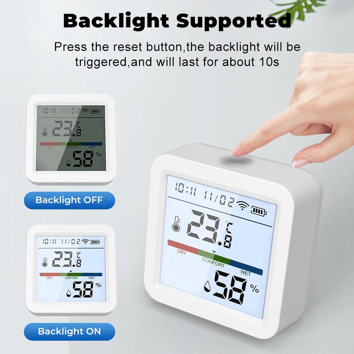 Slimme Meter - Temperatuur Vochtigheid - Huis Bewaken - App Meldingen - 5.6 cm - Wit