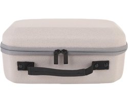Beige hardshell opbergkoffer speciaal geschikt voor Samsung The Freestyle GH-Y0178C projector, schokbestendige EVA binnenvulling met gaasvak en handgreep voor reis en opslag