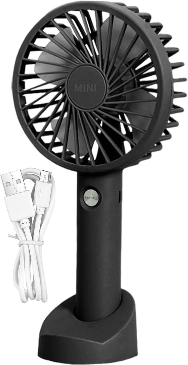 Oplaadbare Handventilator - Persoonlijke Ventilator - Persoonlijke Koeling - Met Telefoonhouder - 11.3 cm Breed - Zwart