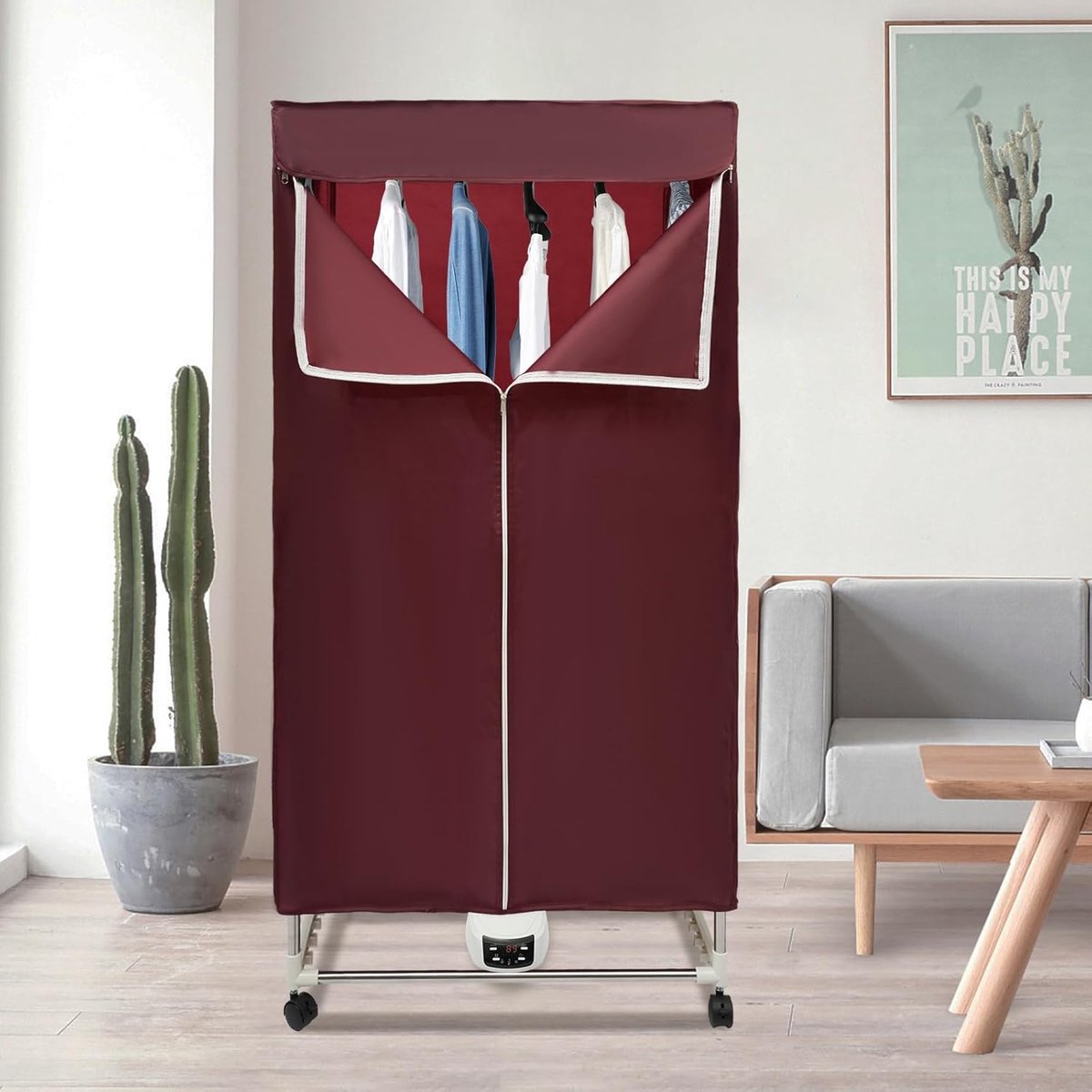 Droogrek Kledingdroger Snel Kleding Drogen Stille Werking 70x50x150 cm Wijnrood