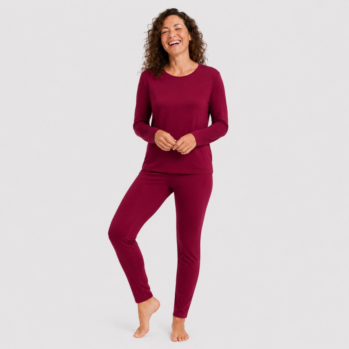 Bamboo Basics Pyjama Set Dames Lange Mouw Nina - Bordeaux Pyjamaset - Pyjama Bamboe - Pyjamaset Dames Volwassenen