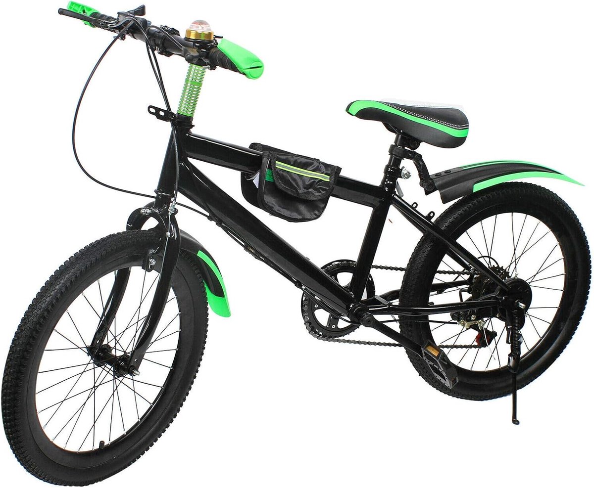Kinder Mountainbike - Stoere Fiets - Buitenfietsen Avonturen - Schokbestendige Driehoek - 20 Inch Wielmaat - Groen