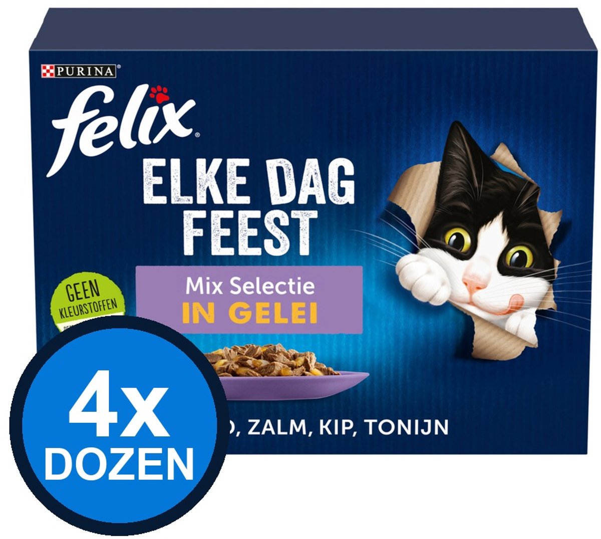 Felix Felix - Elke Dag Feest Senior Mix Selectie in Gelei - Kattenvoer Natvoer - doos 12x85g