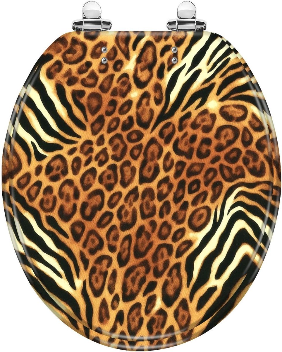 Toiletbril Hars - Zachte Sluiting - Badkamer Vernieuwen - Print Luipaard Zebra - 41.9 cm Lengte - Multi