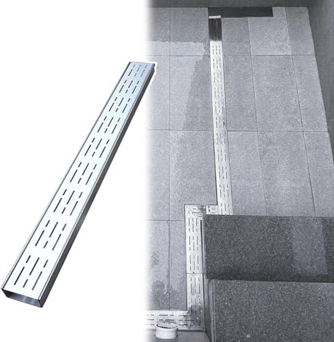 Afvoerrooster RVS - Drainage rooster - Waterafvoer buiten - Efficiënte filtratie - Aanpasbaar - Zilver