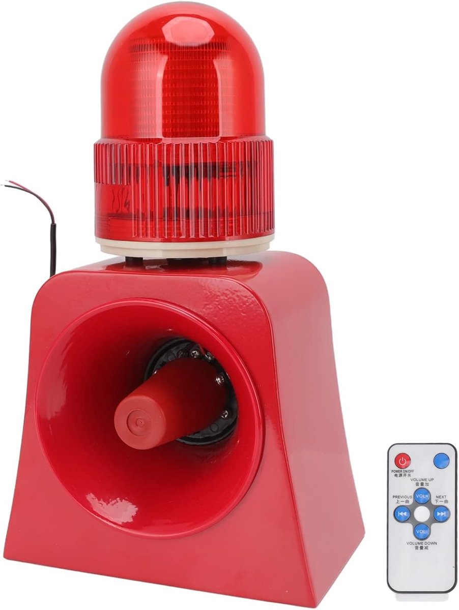 Industriële Sirene Alarmhoorn - Waarschuwingslamp Geluid - Veiligheid Meldingen - Aanpasbare Stem IP65 - 19.9x12.2x32.4 cm - Grijs