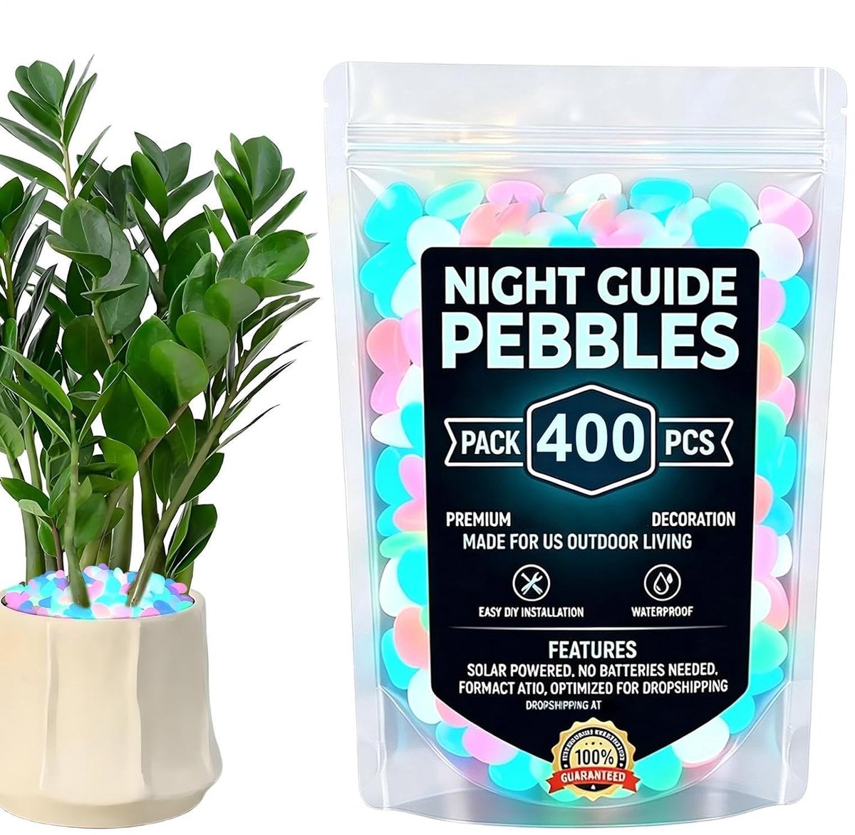 Gloeiende Tuinstenen - Decoratief Grind - Tuin Verfraaien - Zonne-energie Opladend - 400 Stuks - Kleurrijk