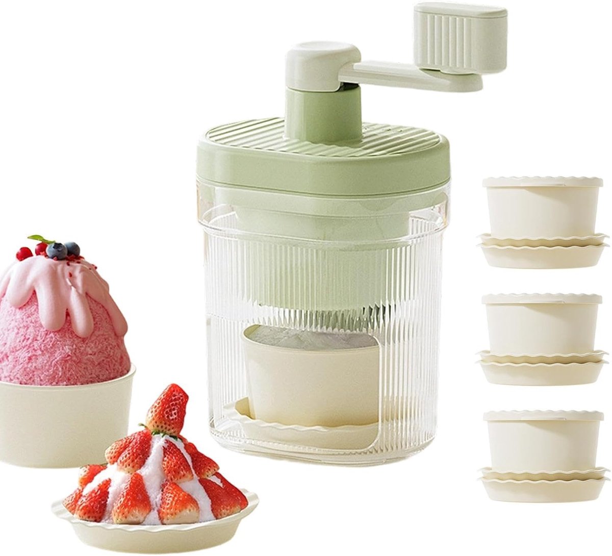 Sneeuwijsmachine - IJsmachine Kegelmaker - Desserts Maken - Roestvrijstalen Snijders - 24 x 14 x 14 cm - Wit
