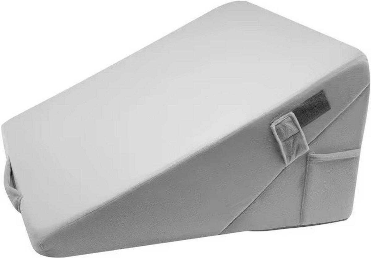 JOYNEXTBUY - Orthopedisch Leeskussen met Verstelbare Rugsteun – Driehoekig Wigkussen voor Bed en Bank – Rugkussen tegen Reflux, Nek-, Rug- en Beenklachten – Lichtgrijs