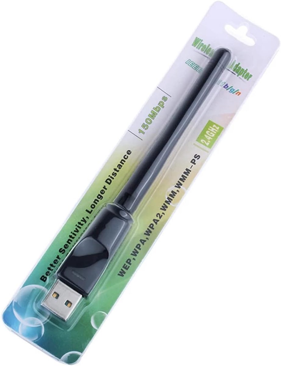 Draadloze Wifi Adapter - Netwerkkaart USB - Internet Verbeteren - 150 Mbps Snelheid - 13.7 cm - Zwart