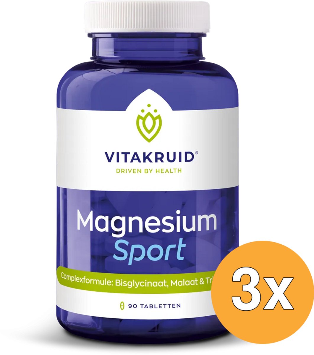 3x Vitakruid Magnesium Sport (90 tabletten)