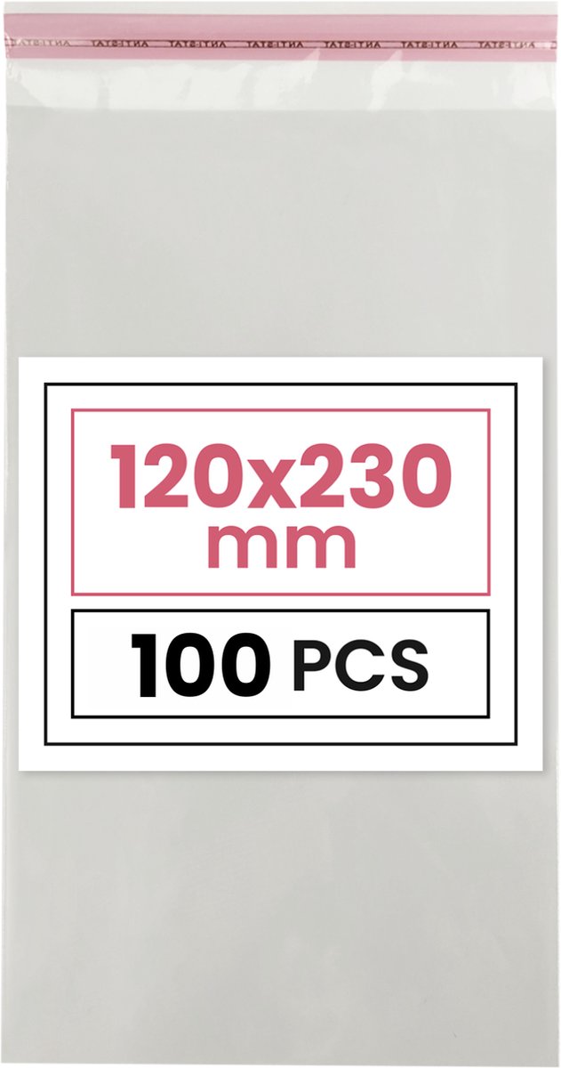 Plastic zakjes met plakstrim - 12x23 cm - transparant - 100 zakken
