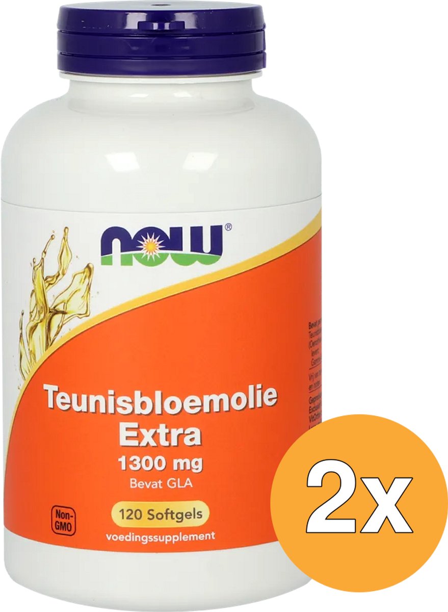 2x Now Teunisbloemolie Extra 1300Mg (120 softgels)