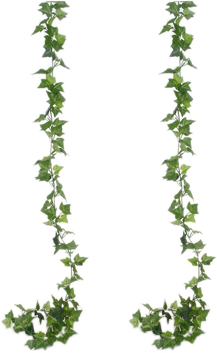 Mica Decorations Kunstplanten Hedera Slinger - 2x - 180 x 11 cm - groen - kunststof - decoratie - bladgroen