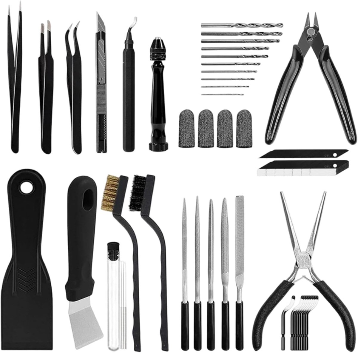 3D-printgereedschap Set - Nabewerking Benodigdheden - Modellen Verfijnen - Complete 62-delige Kit - 21 x 15 x 4 cm - Grijs