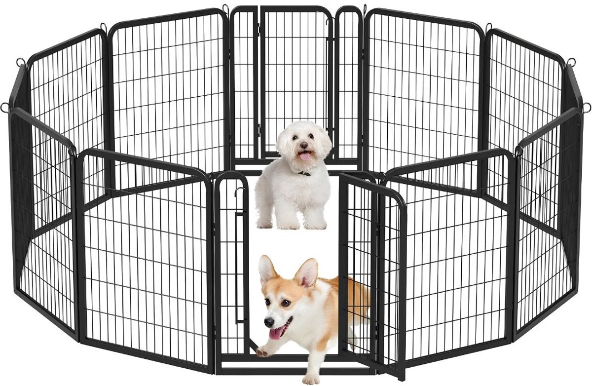 NIVA® Honden Hok Buiten - Puppyren - Hondenbench - Zwart - 65cm x 2cm x 80cm