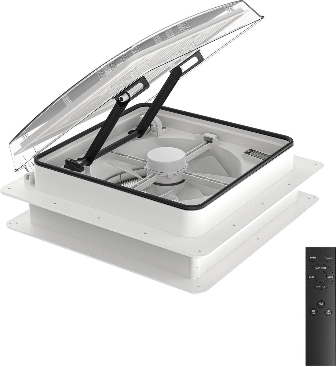 SnelShoppen - Dakventilator voor Caravans met Regensensor, Automatische Luchtventilatie, Omkeerbare 12V Ventilator met Afstandsbediening (36 cm) voor