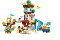 LEGO Duplo 3-in-1 boomhut speelgoedset met glijbaan, figuren en diertjes.