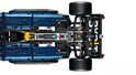 Gedetailleerd Lego Technic model van een Formule 1 auto, gezien van bovenaf.