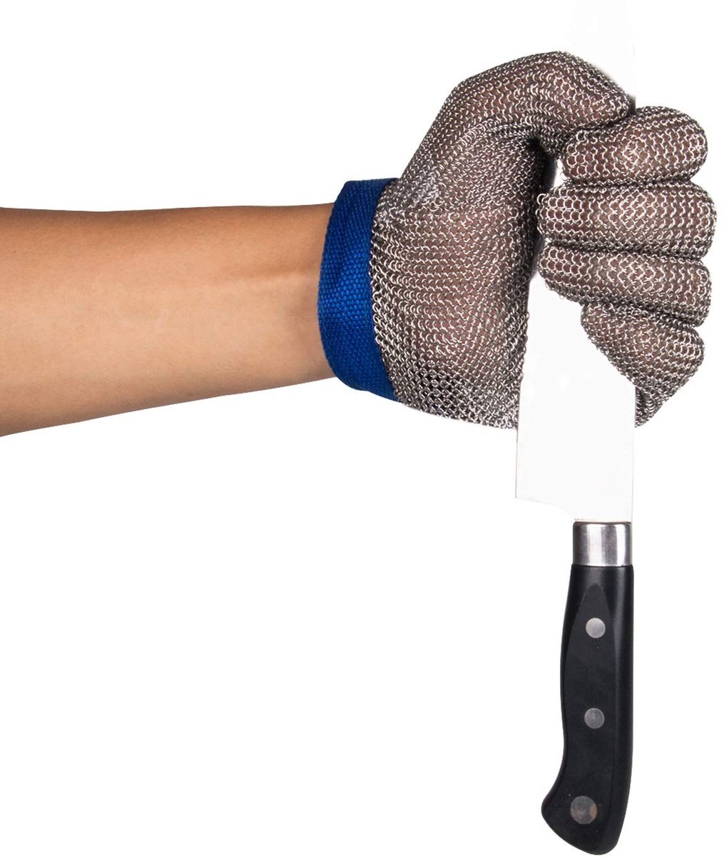 Veiligheidshandschoenen van 304L staal voor snijden in de keuken, oesters, vlees en houtbewerking - GL08 L (1 stuk)