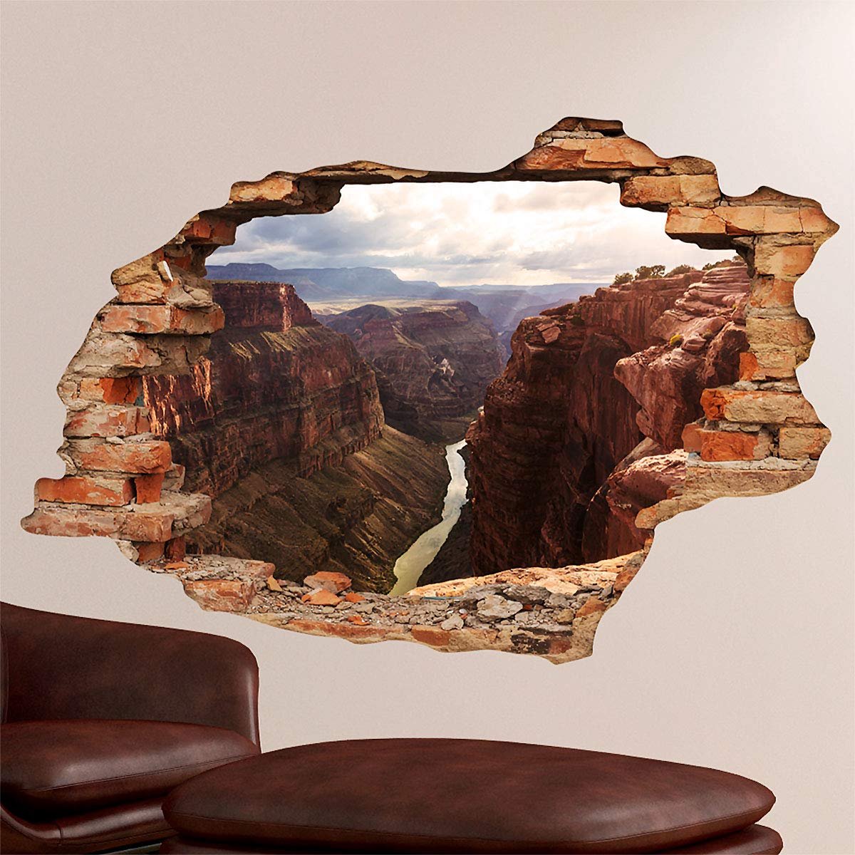 SnelShoppen - Muurstickers voor Slaapkamer Volwassenen - Zelfklevend 3D-effect Wanddecoratie - Groot Canyon Muursticker 60 x 90 cm voor Keuken en Woon