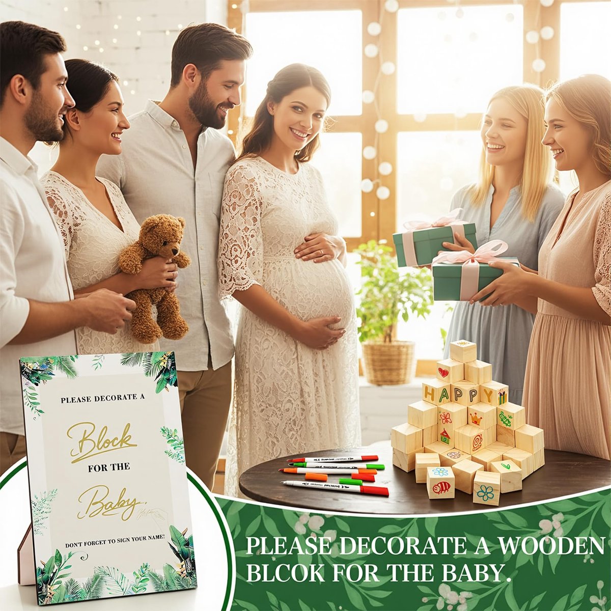 SnelShoppen - Houten Gastenboek Alternatief voor Babyshower & Bruiloft - Uniek Herinneringen Boek - Perfect voor Feestelijke Gelegenheden - 30 x 20 cm