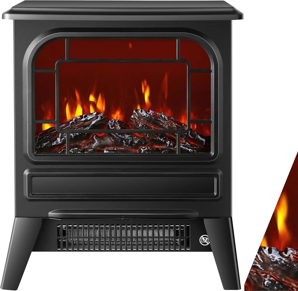 SnelShoppen - Elektrische Haard met Ventilatorverwarming 1950 W, LED Vuurillusie, Stille Instelbare Verwarming, Zwart voor Romantische Sfeer