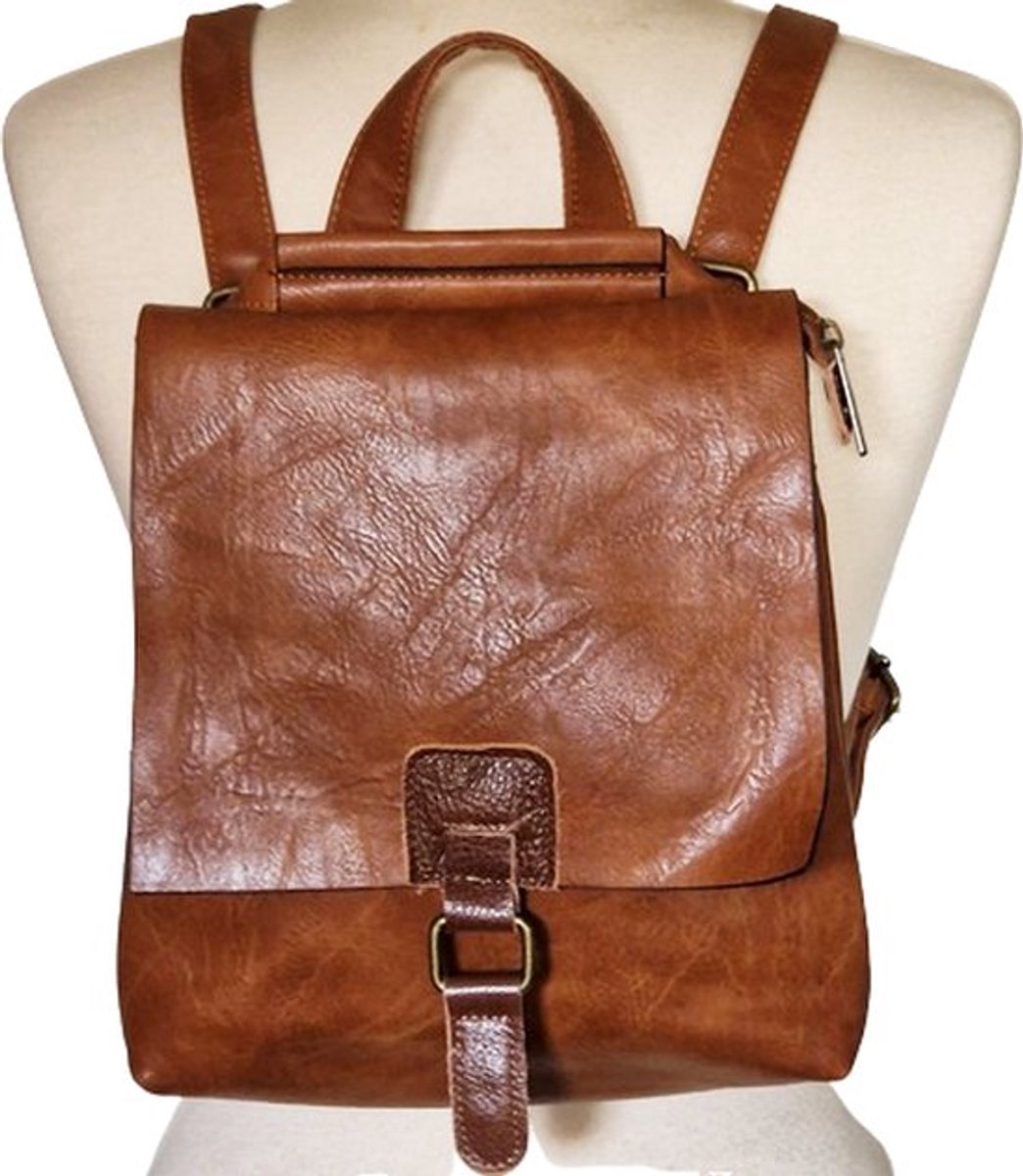 Rugzak - Schoudertas - Leatherlook - PU Leer - Bruin