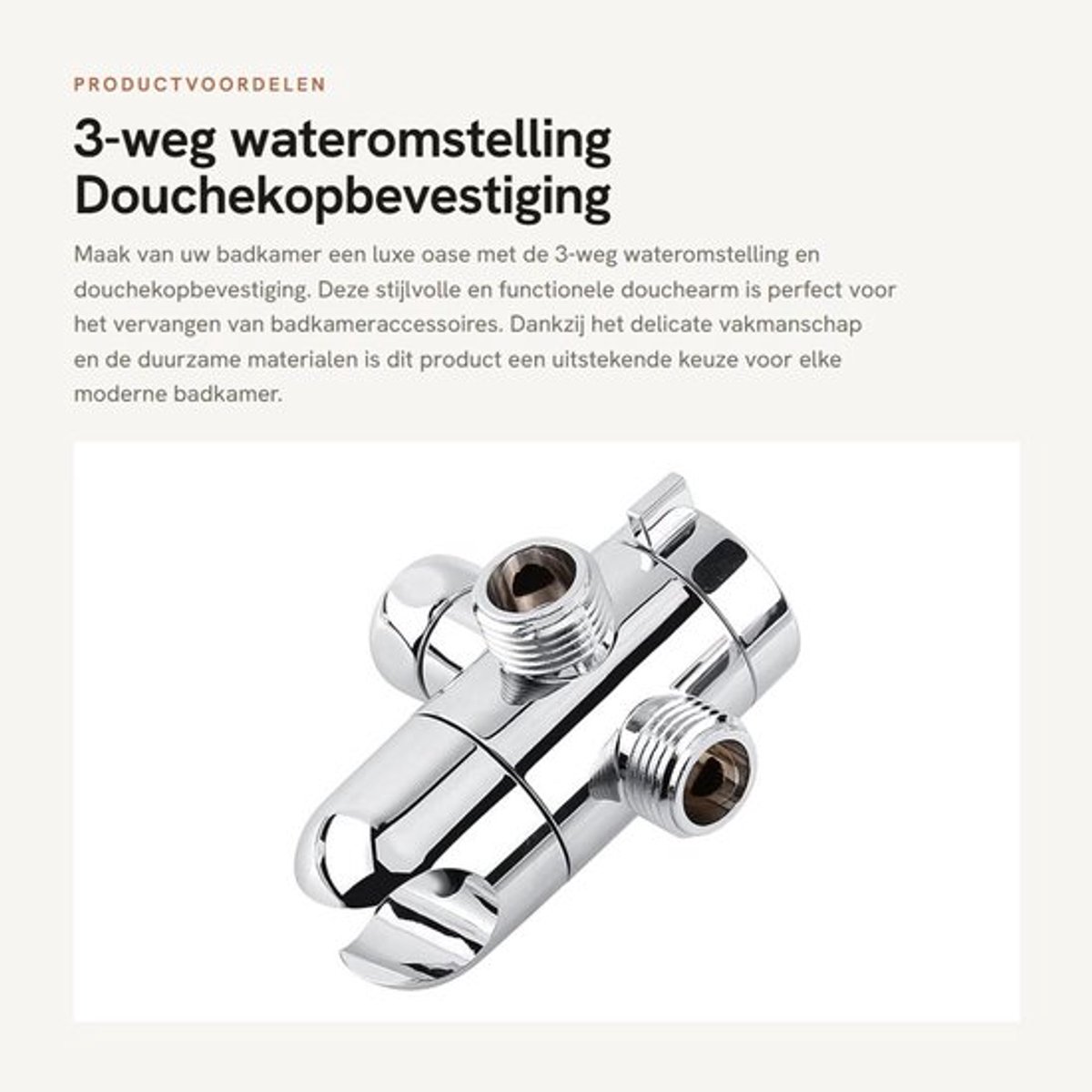 Wateromstelling 3-weg - Douchekopbevestiging - Verstelbare Douchearm - ABS-kunststof - Roestvrij en Duurzaam - Modern Ontwerp