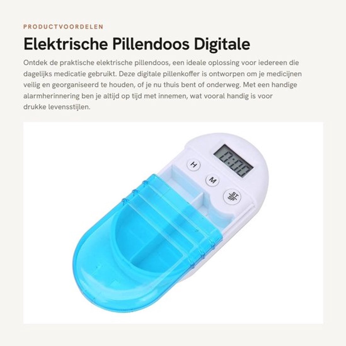 Elektrische Pillendoos - Digitale Pillenkoffer - Alarmherinnering - Reisdispenser - Pills Organizer - Handig voor dagelijks gebruik - Com...