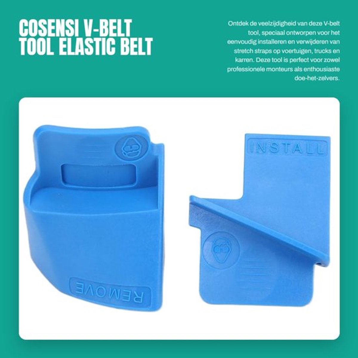 Riemtool voor het installeren en verwijderen van elastische riemen - Universele toepassing - Schokbestendig - Compact ontwerp - Bescherming tegen schade - Inclusief riemverwijderaar en rieminstallateur