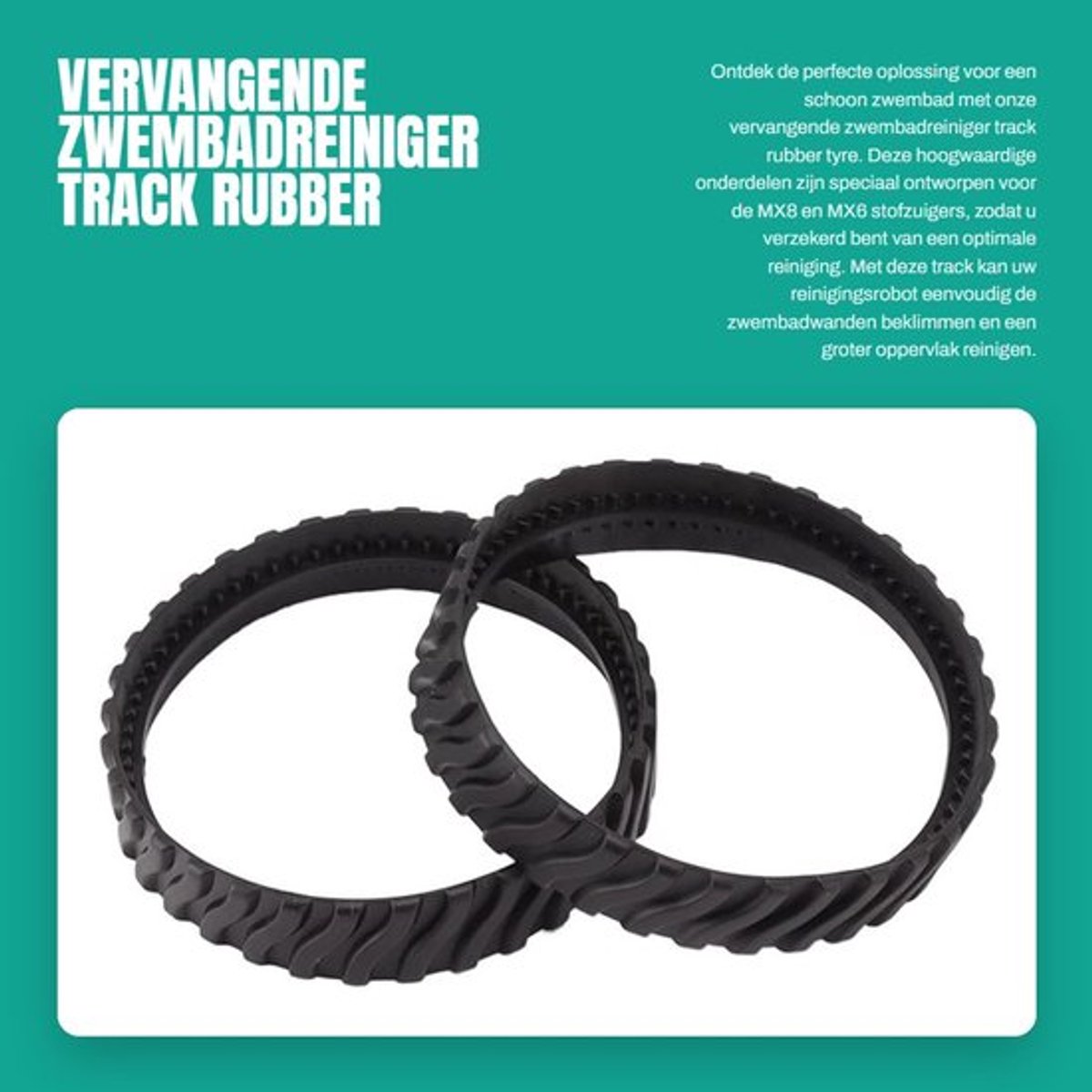 Zwembadreiniger Vervangende Wielbaan - MX8/MX6 Compatibel - Antislip - Verbeterde Grip - Rubber Materiaal - Schone Zwembaden - Zwembadrobot